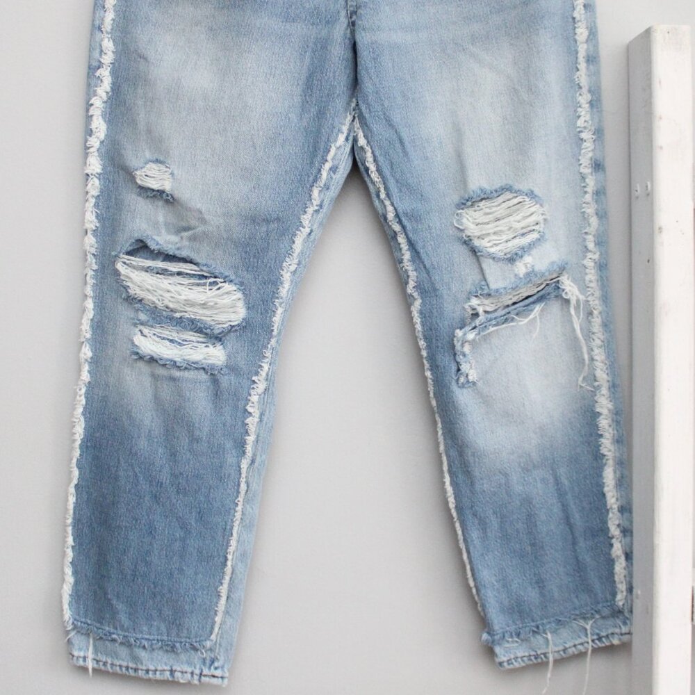 Frame Denim Light Wash Distressed High-Rise Double Layer Jeans - Picture 6 of 11